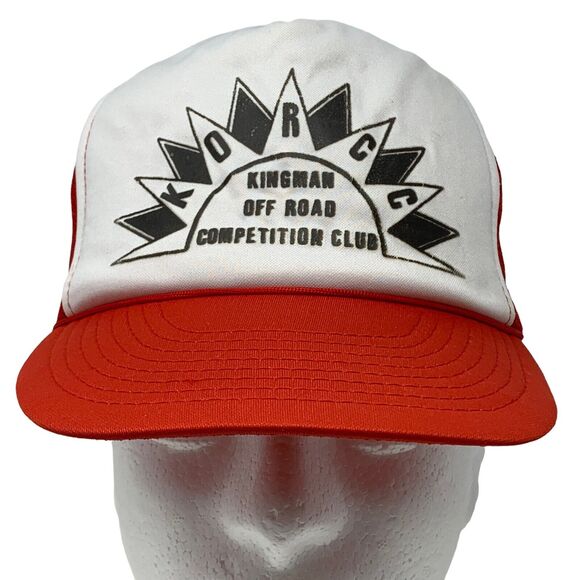 Vintage 80s Kingman Off Road Racing Trucker Hat Cap Red Arizona KORCC Snapback - Picture 2 of 8